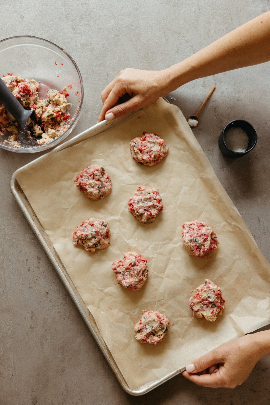 raspberry chocolate chunk cookies