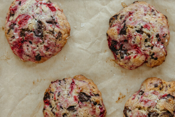 raspberry chocolate chunk cookies