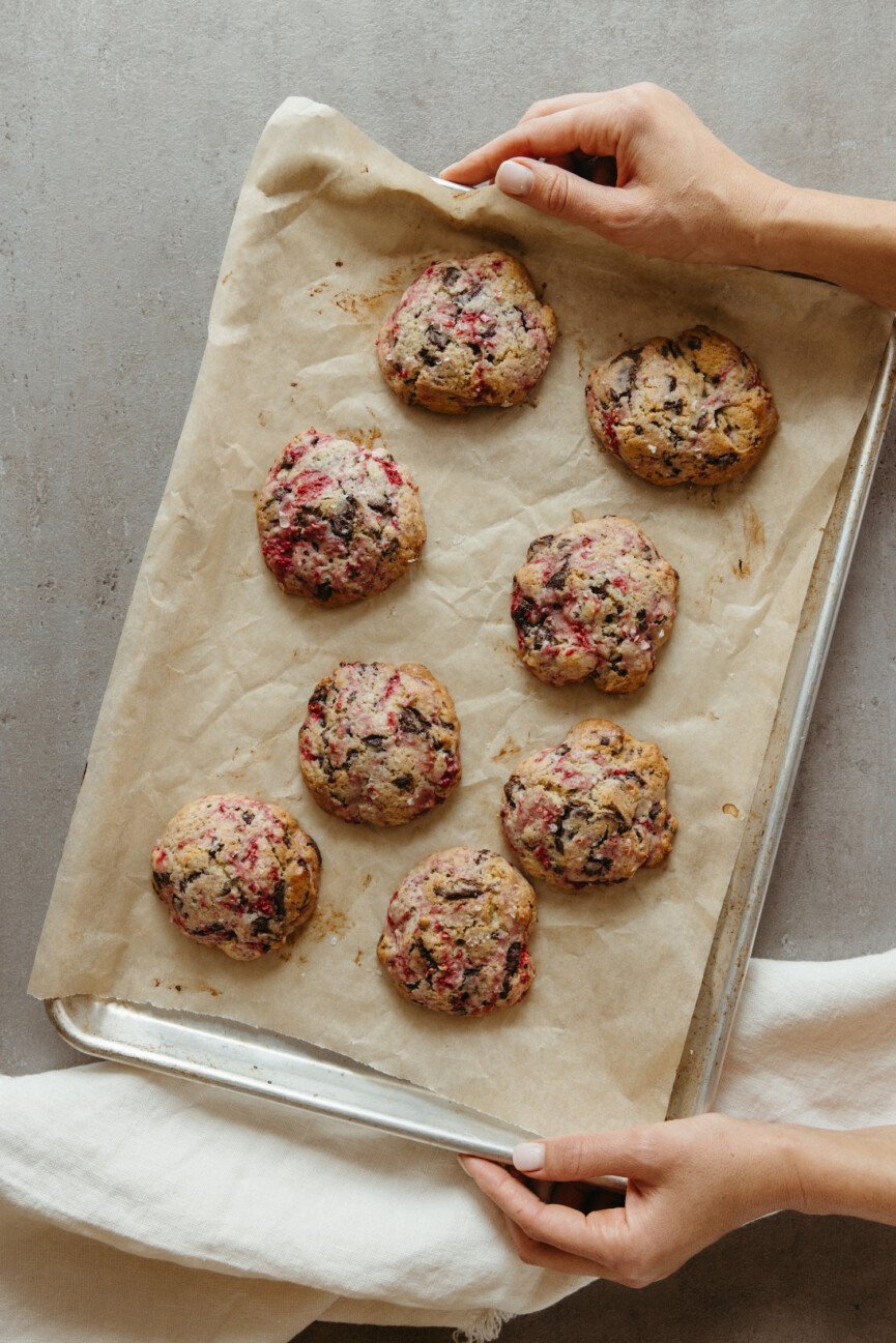 raspberry chocolate chunk cookies
