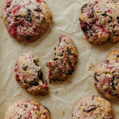 raspberry chocolate chunk cookies