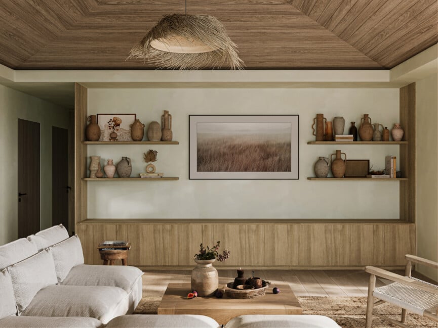 Malibu Renovation Media Room Design - built-in media cabinet