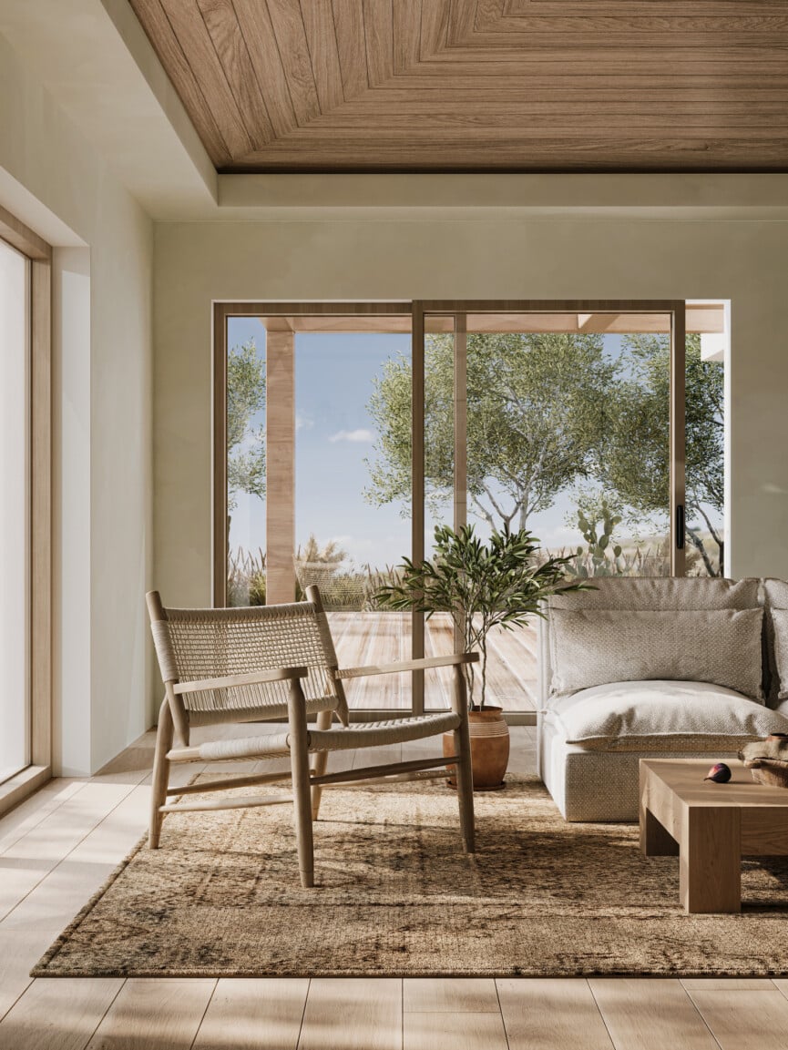 Malibu Renovation Media Room Design - arched doorway