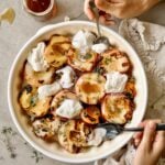 grilled peaches in bowl