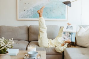 Woman reading about self care for single women