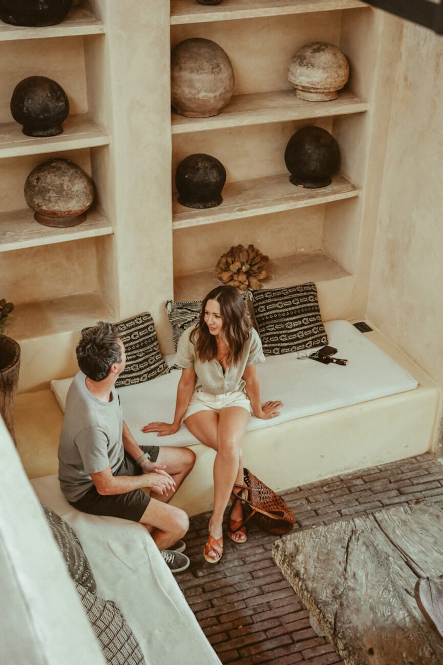 Couple talking and engaging in intentional dating.