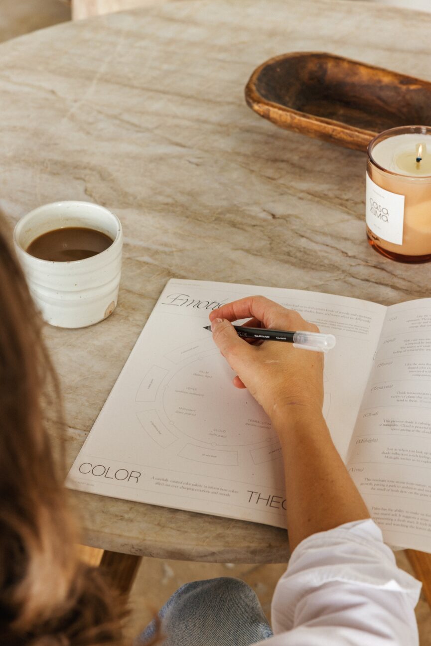 journaling casa zuma candle and mug_slow summer morning routine