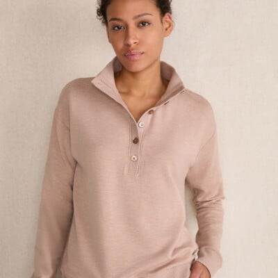 Fleece Johnny Collar Henley