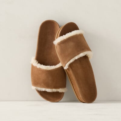Suede and Sherpa Molded Slides