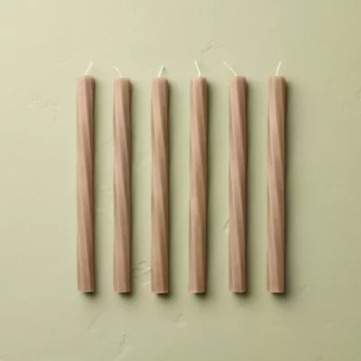 6pk Soft Twist Taper Candles Brown