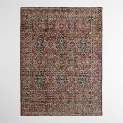 Amalfi Wool Traditional Hand-Knotted Rust Red Area Rug, Crate and Barrel