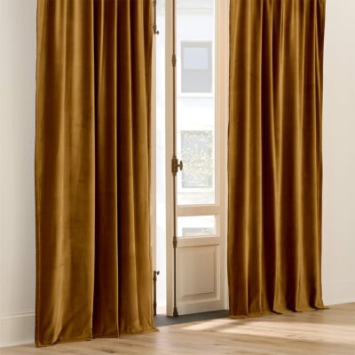 Smoked Amber Organic Cotton Velvet Window Curtain Panel CB2