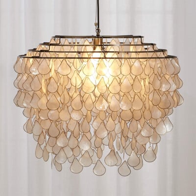 Teardrops Capiz Chandelier, CB2