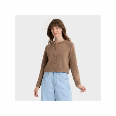 brown knit cardigan