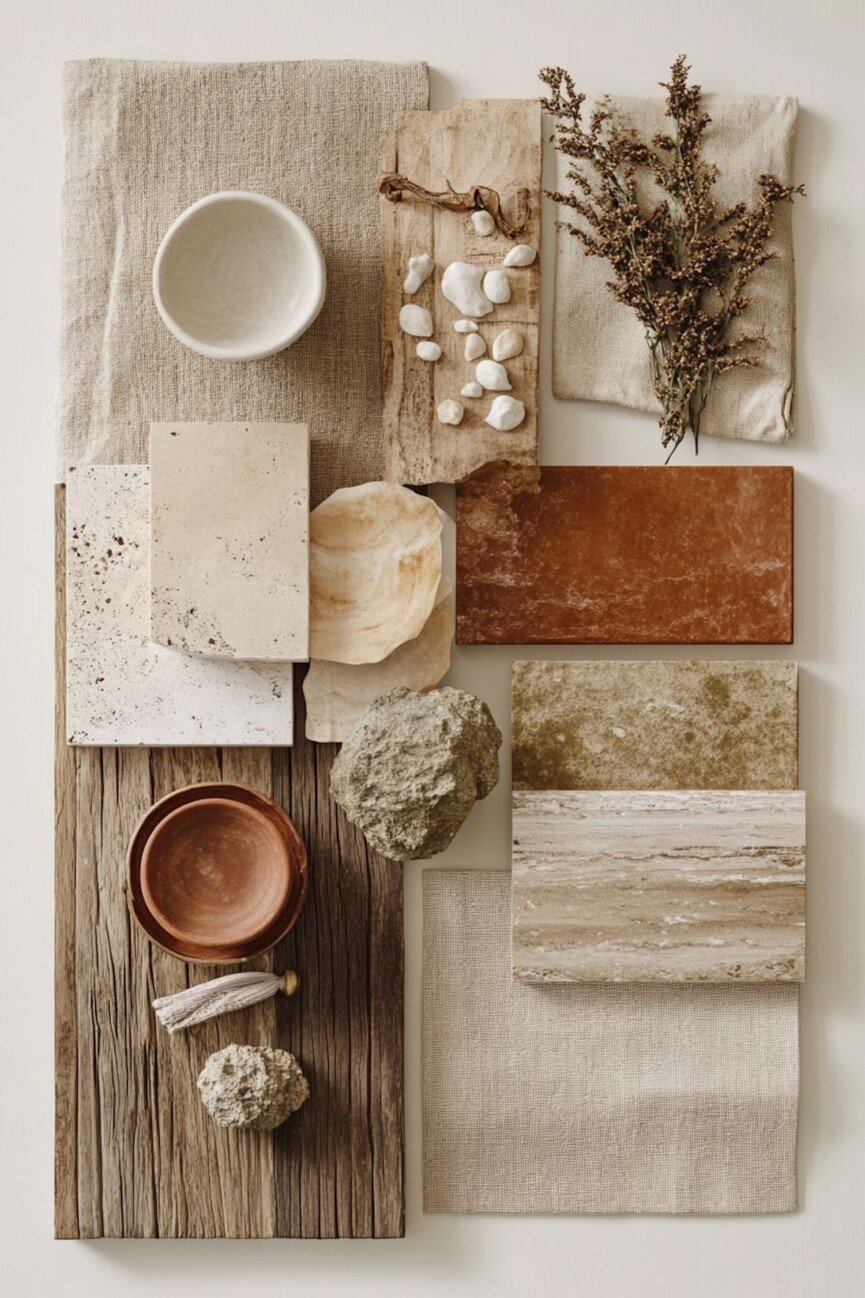 natural earthy japandi design materials