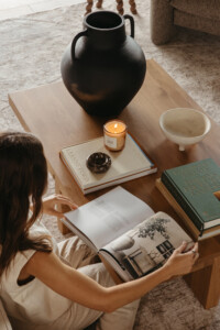 Reading coffee table books
