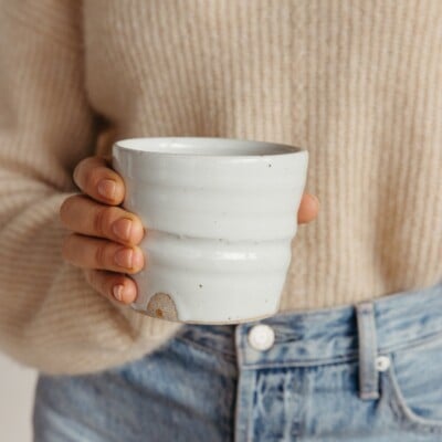 handmade ceramic glossy white solstice mug