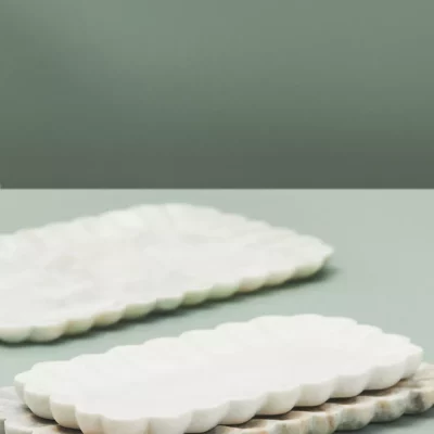 marble scalloped tray