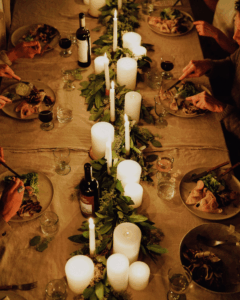candlelit holiday table