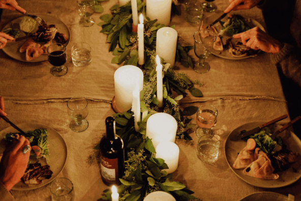 candlelit holiday table