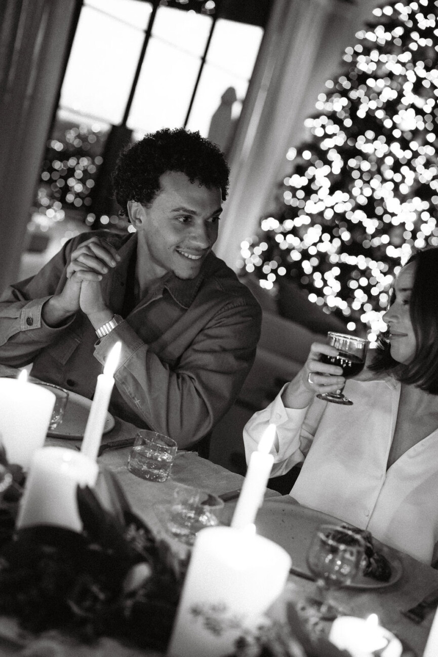 guests at holiday dinner table