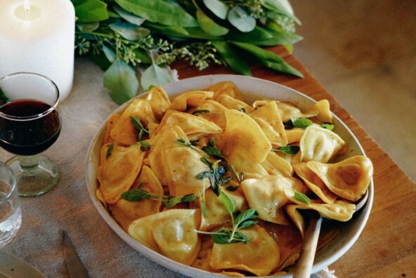 pumpkin ravioli with sage and brown butter