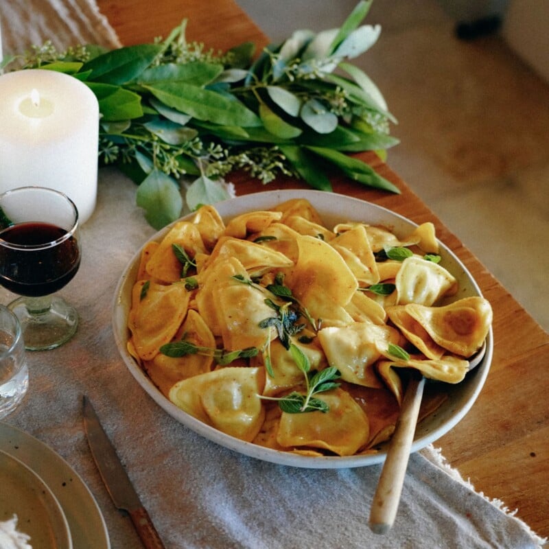 pumpkin ravioli with sage and brown butter