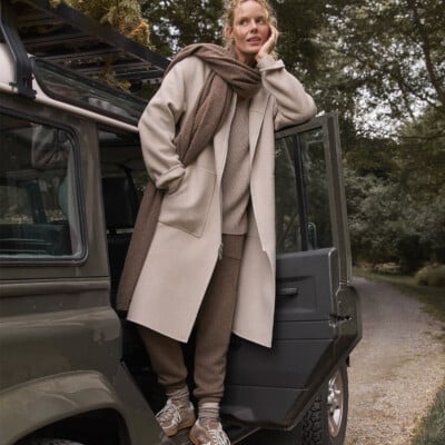 Wool Blend Funnel Neck Coat