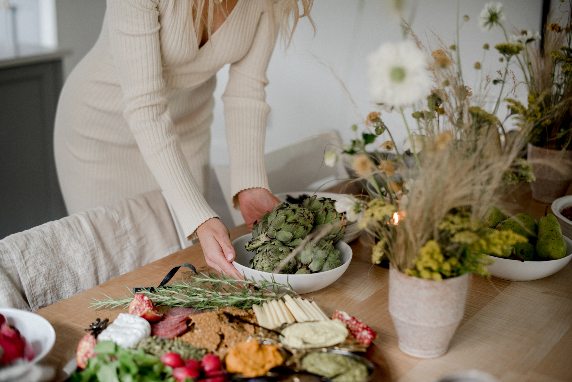bowls of fruit holiday centerpiece