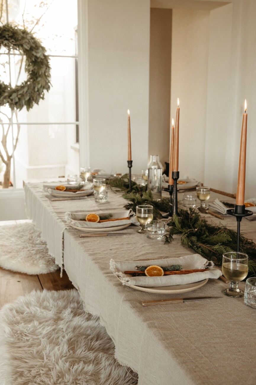 greenery garland holiday table centerpiece