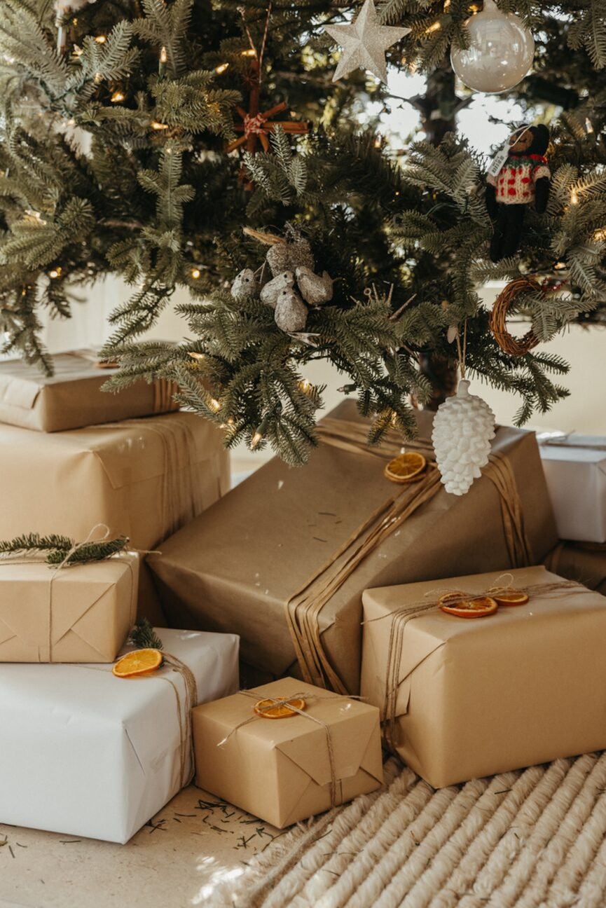 Under $100 Target gifts placed under Christmas tree.