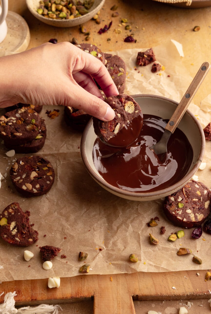 chocolate dipped shortbread cookies