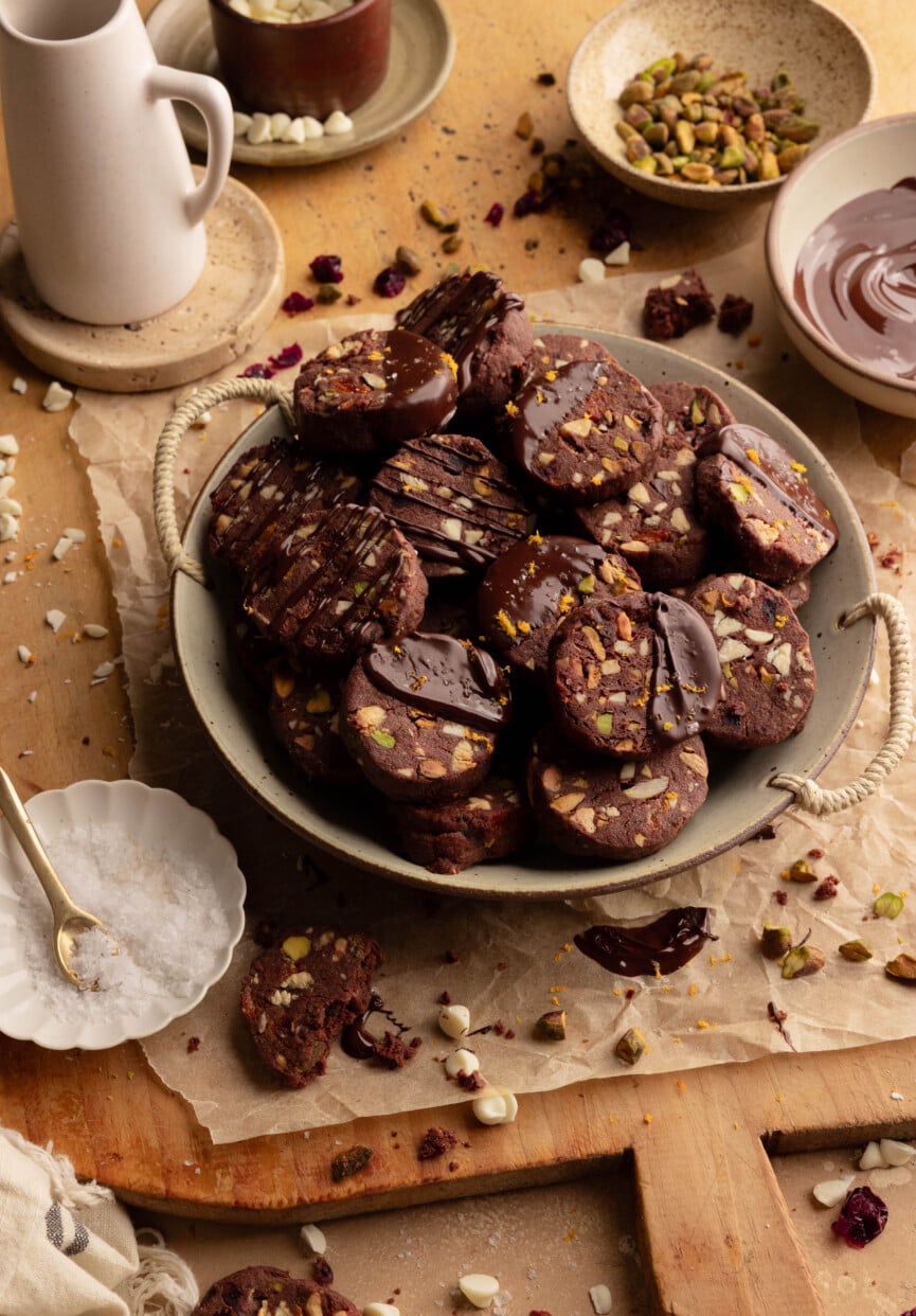 chocolate dipped slice and bake cookies
