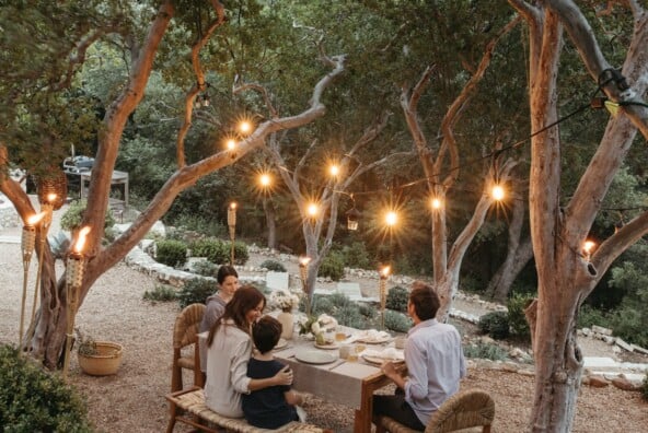 family dinner outside