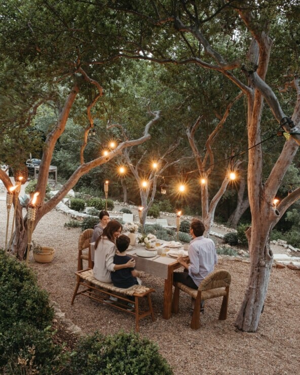 family dinner outside