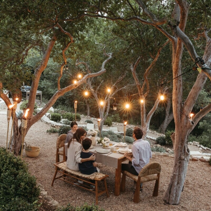 family dinner outside