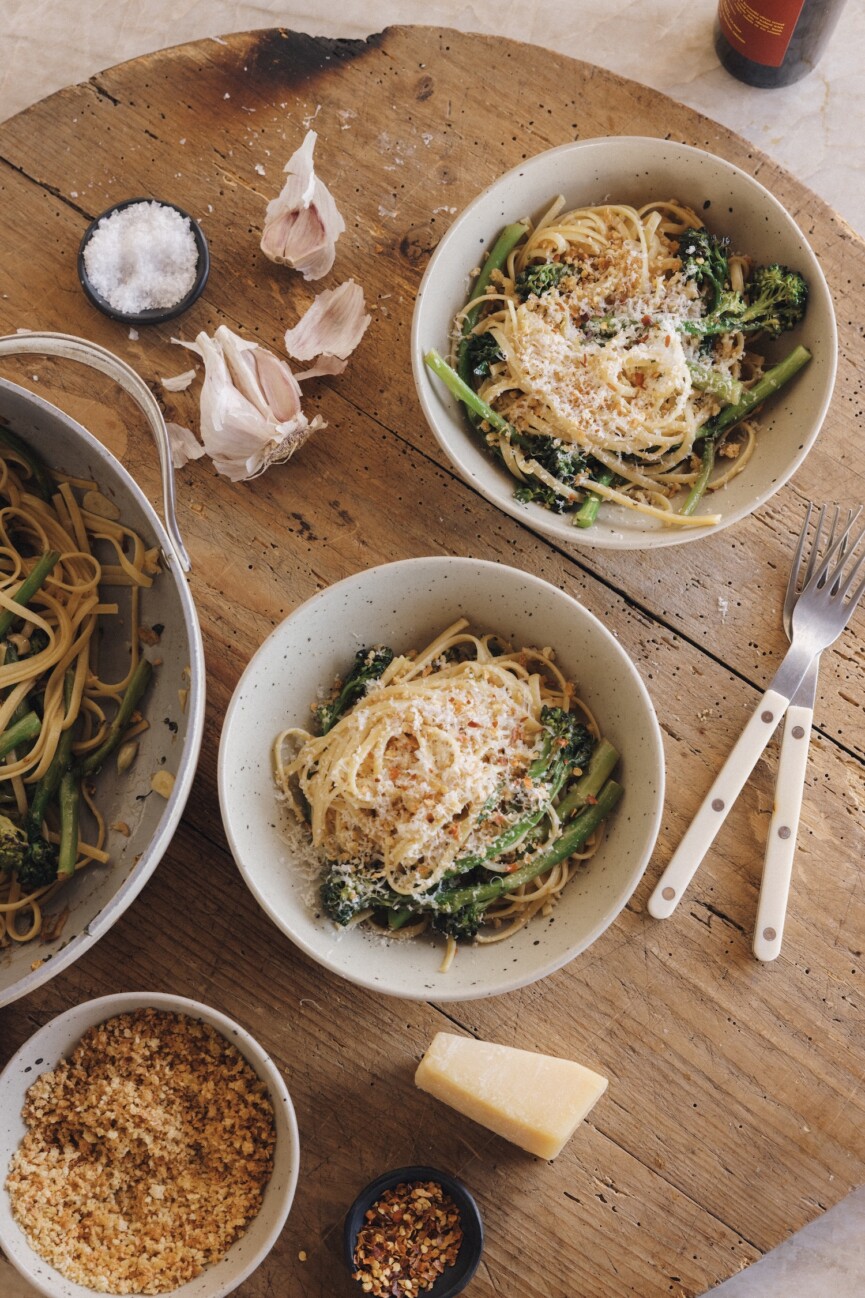 Blistered Broccolini Pasta with Garlic, Lemon & Toasted Breadcrumbs