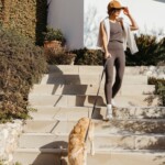 Camille Styles walking dog