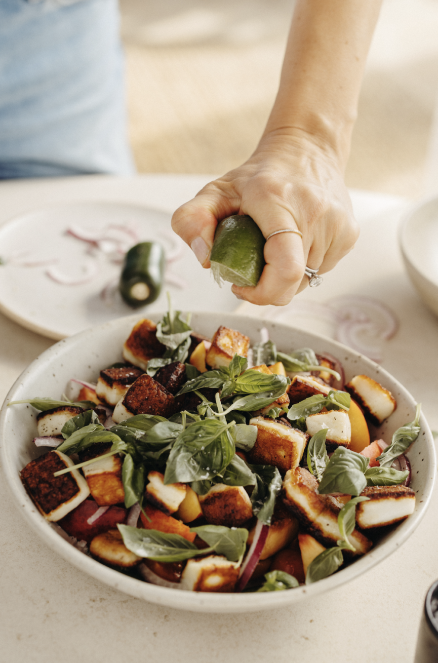 A Tomato, Nectarine & Halloumi Salad for When It’s Too Hot to Cook