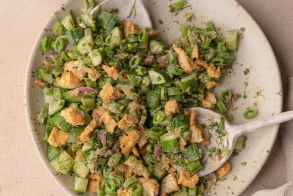easy cucumber crispy rice salad