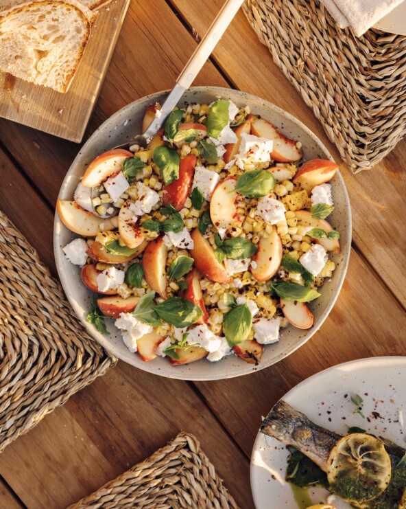 Grilled Corn & Peach Salad