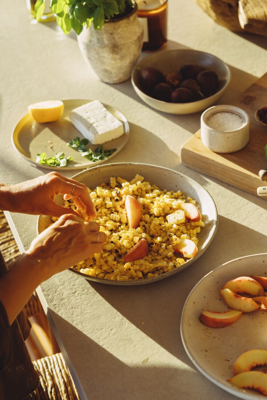 Grilled Corn & Peach Salad