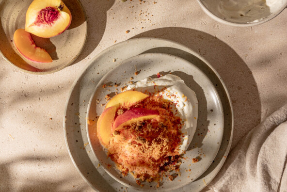 shaved frozen peach and cream