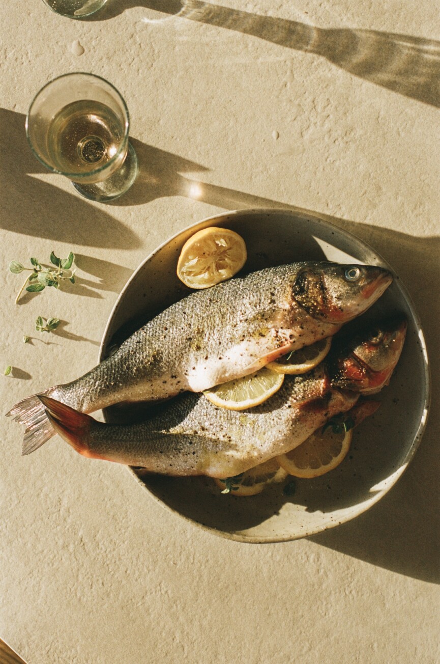 whole grilled fish with lemon and herbs