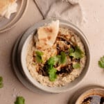 charred eggplant dip with chili oil