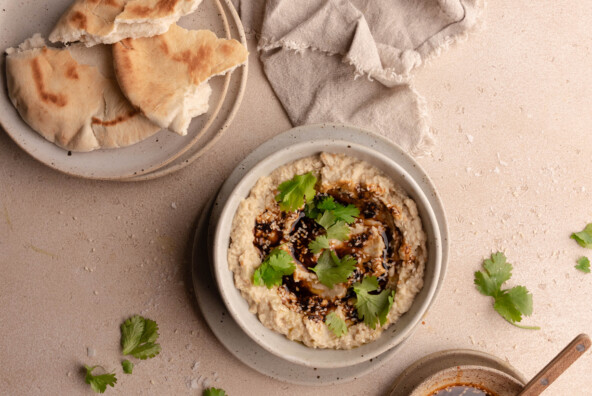 charred eggplant dip with sesame chili oil