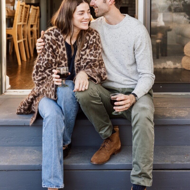 fun questions for couples - husband and wife sitting on stoop