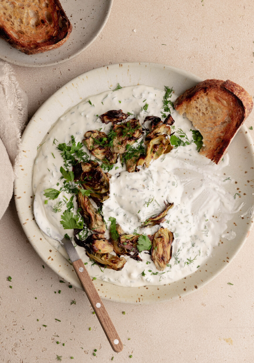 whipped feta baked artichokes