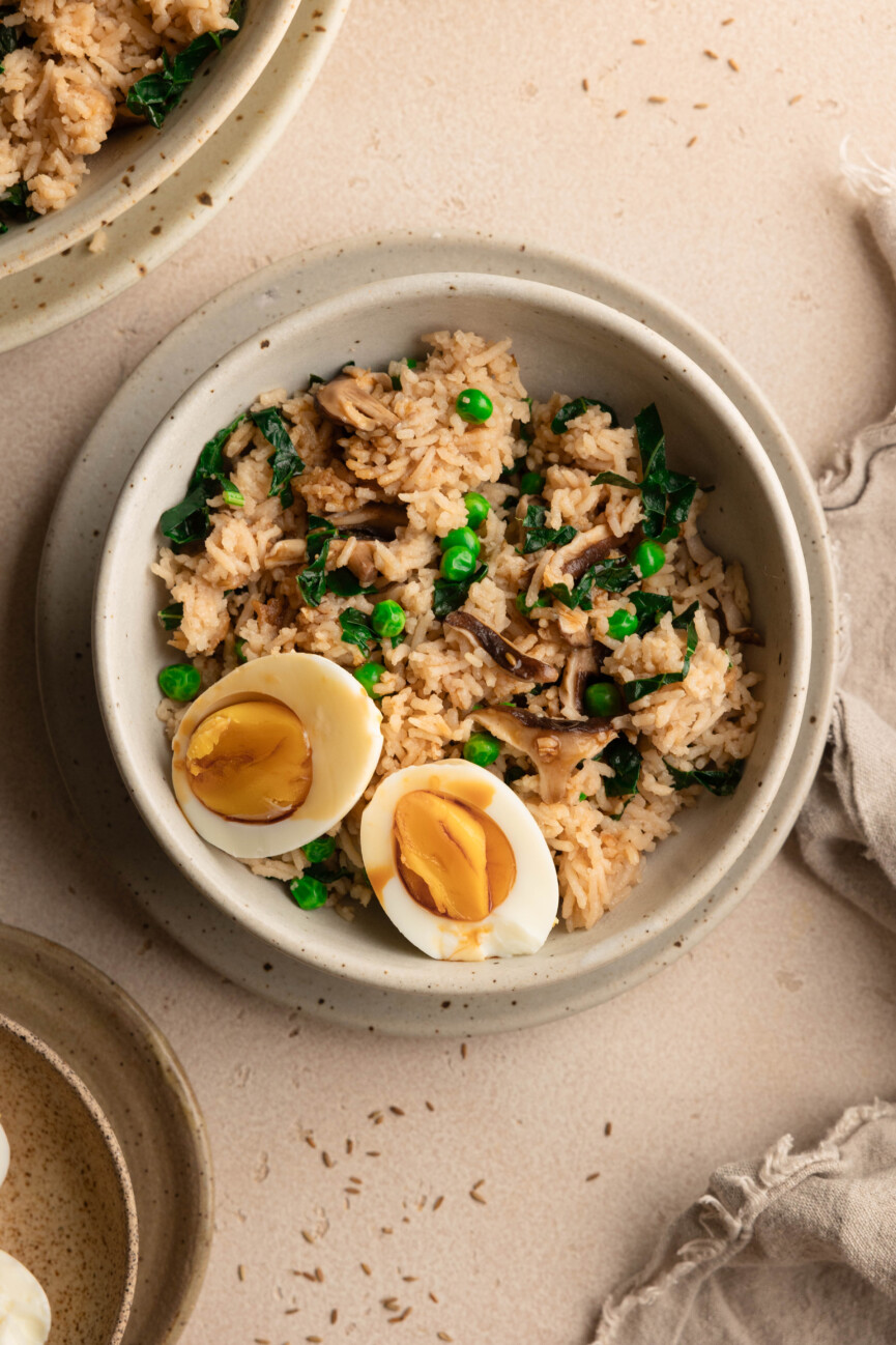 easy kale and mushroom rice
