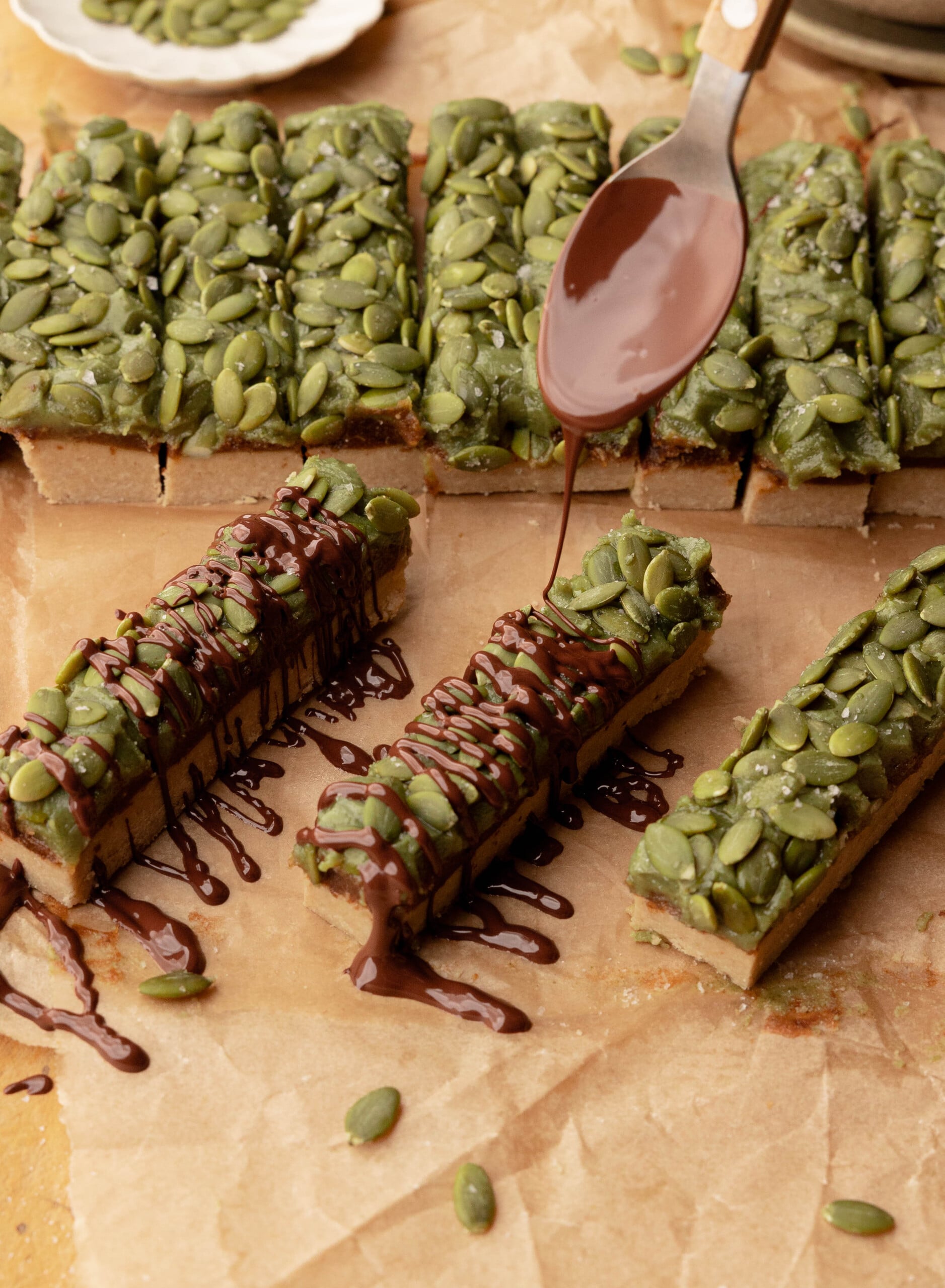 No-Bake Pumpkin Seed Bars With Date Caramel